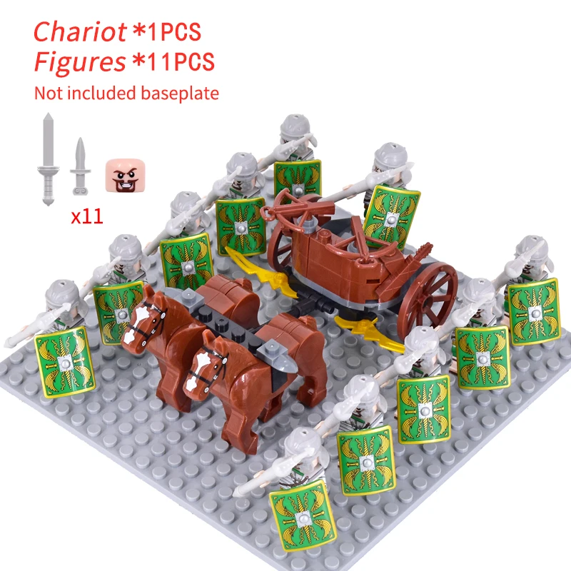 MOC Medieval Rome Chariot Signifer Castle Figures Roman Soldiers War Horse Military Building Blocks Bricks Toy for kid XMAS gift