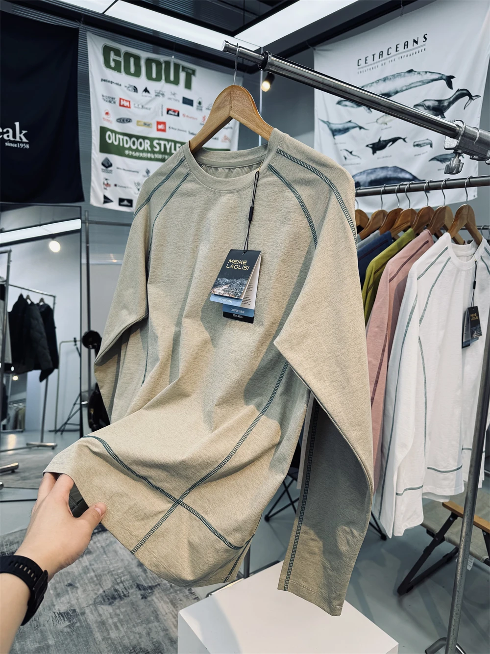 Quick Dry 3D Tailored Color Block Long Sleeve Loose Fit Outdoor Functionality Soft Touch Moisture Wicking Men Women T Shirt