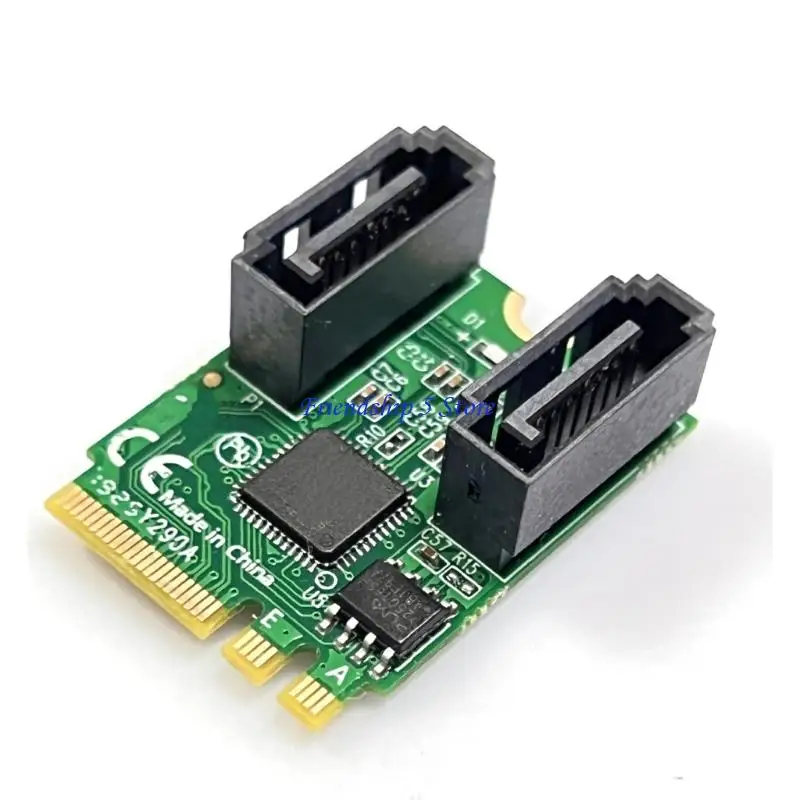 T8WC M.2 A+E คีย์ไปยัง 2 พอร์ต SATA3.0 ตัวแปลงการ์ดส่วนขยายตัวที่ส่งมอบอะแดปเตอร์ขยายการถ่ายโอน 6Gbps ASM1061 ชิป