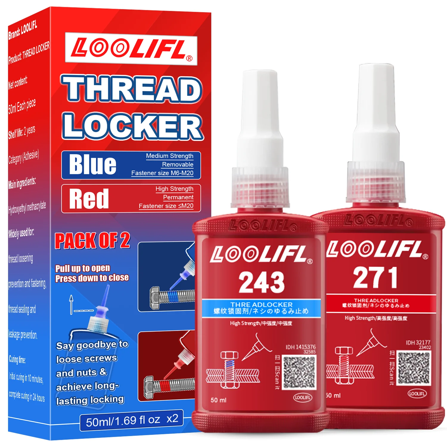 Mittel- und hochfestes Gewindesicherungsmittel zur Verhinderung von Lösen und Korrosion, die für die Automobilwartung verwendet werden.