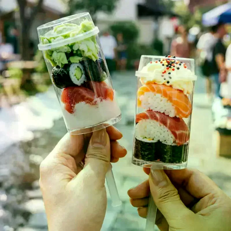 Disposable Sushi Push Box Empty Food Grade Sushi Mold Push Up Bucket Package Box Cylinder Shaped Push Cake Pops Box 10/20Pcs view 4