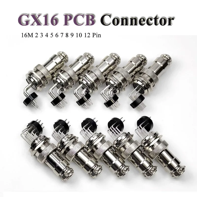 

GX16 2 3 4 5 6 7 8 9 10 12 Pin Bent Pin Aviation Plug Socket 16M PCB Board Solder Connector Male Female GX16 Joint Adapter