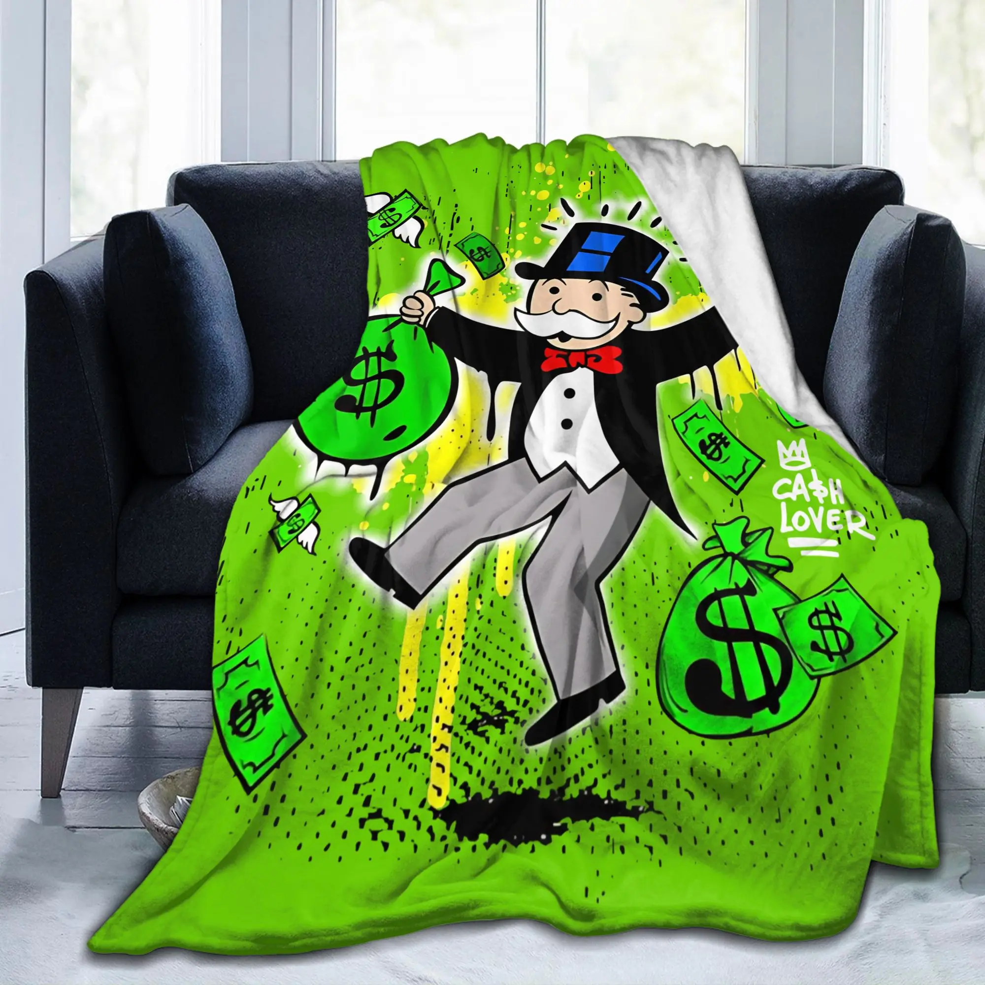 Monopolys Dancing with Money  Blankets Flannel All Season  Portable Lightweight Thin Throw Blankets for Home Bedding Throws