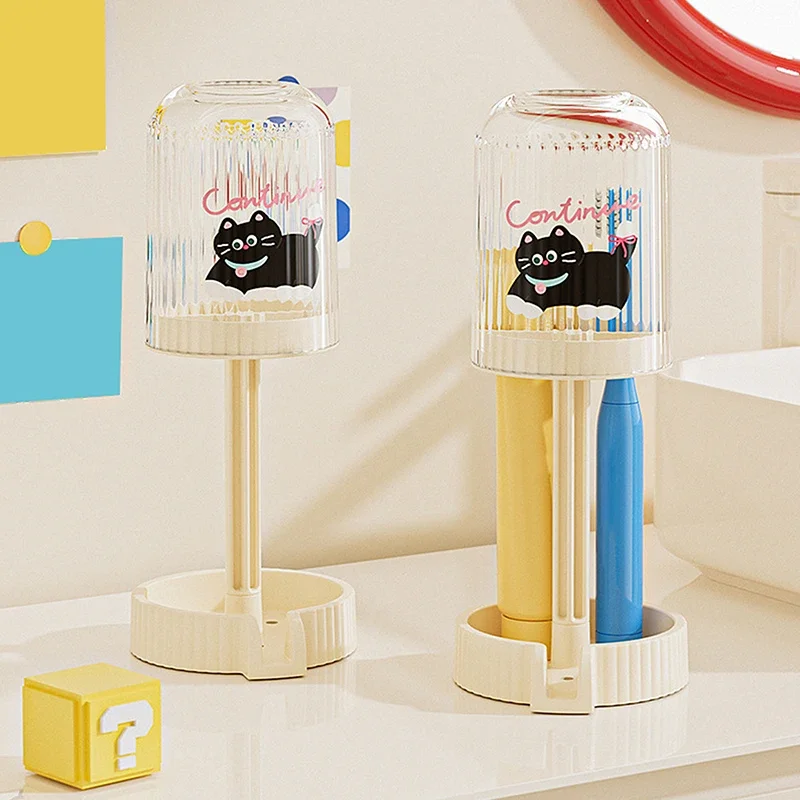 Dopamine Electric Toothbrush Holder With Rinsing Cup Bathroom Countertop Storage Rack Toothbrush Holder With Dust Cover