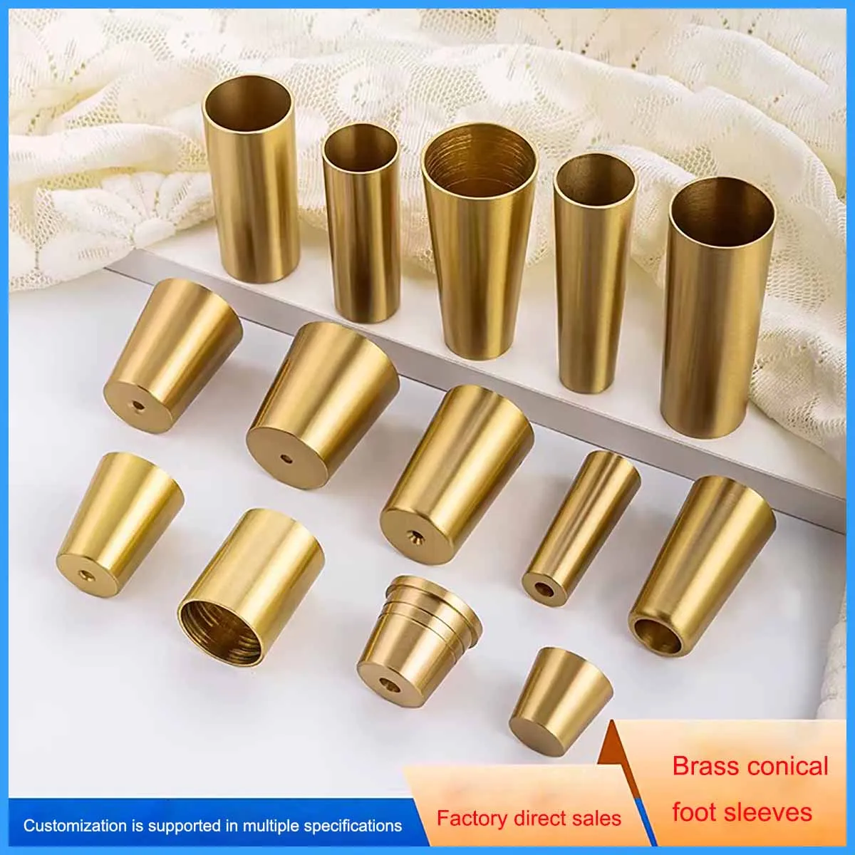 Pure Copper Straight-Through Foot Covers , Conical Foot Covers for Nordic Furniture/Tables/Chairs/ Bookcases