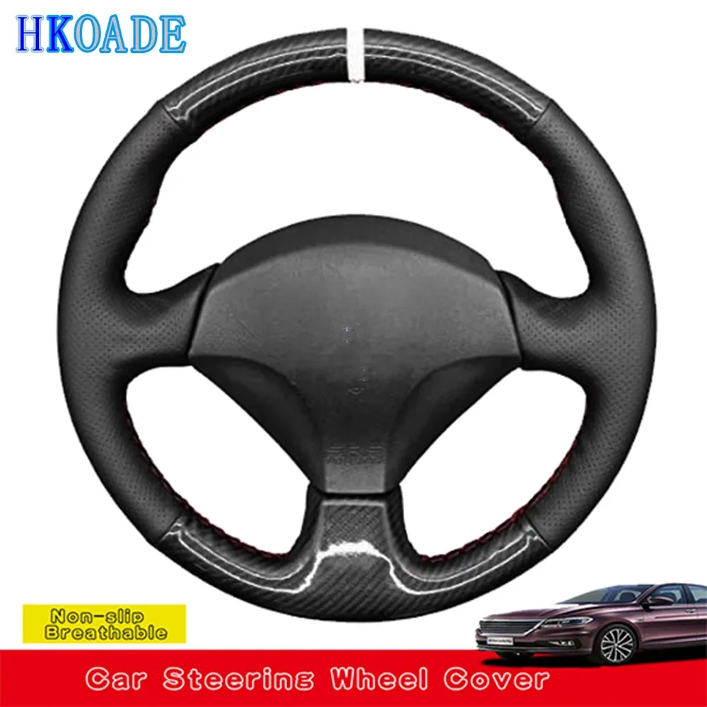 DIY Black Carbon Fiber Leather Car Steering Wheel Cover For Honda Acura RSX Type-S 2005 S2000 2000-2008 Civic Si 2002 2003 2004