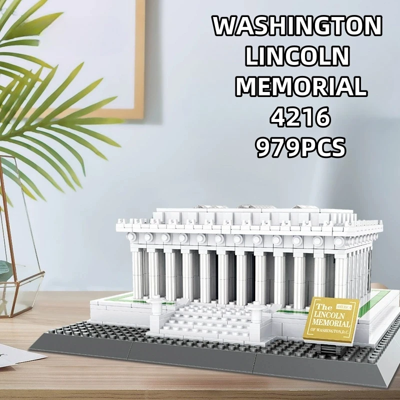 979PCS Lincoln Memorial Building Blocks Assemble Bricks Birthday Gifts For Kids Small Particle Assembly Model Wange Toys