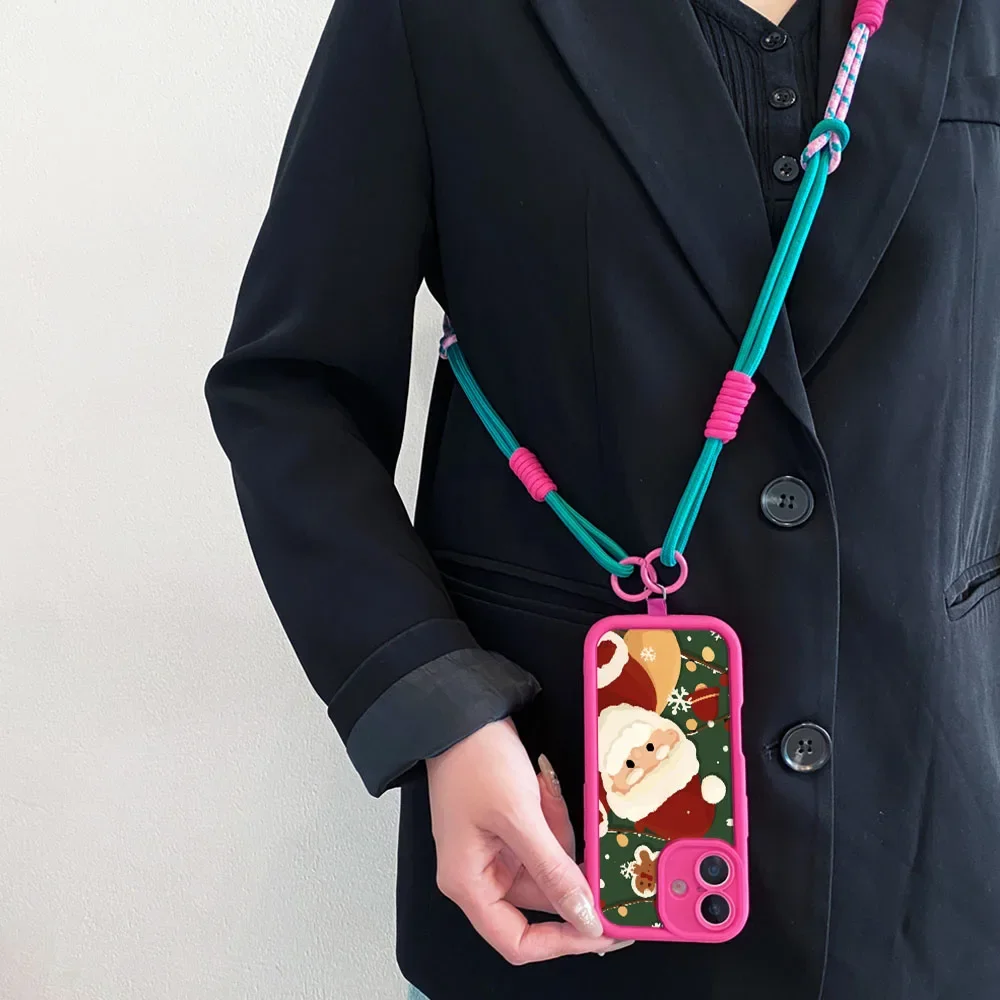 2025 papai noel caso de telefone para redmi nota 14 13 12 11 10 9 8 7 pro plus 14s 13c 12c 14c 9c corrente de pulso crossbody cordão capa