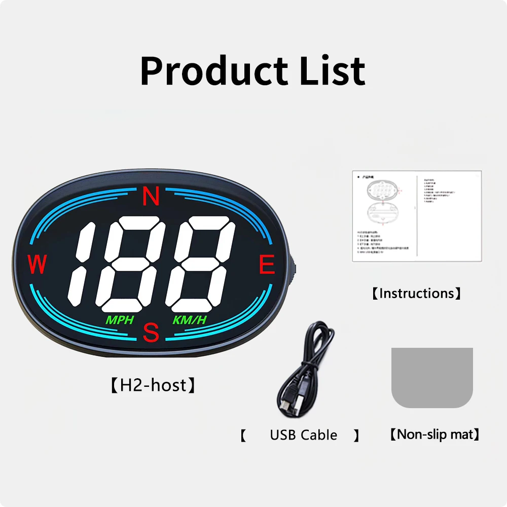 H2 GPS Car HUD digital KM/H MPH tachimetro Head-up display Eletronicos Speed Alarm gadget Inteligentes per tutte le auto