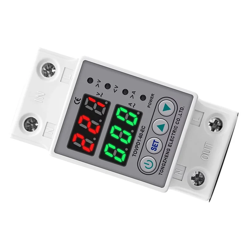 

A95I-Rail 220V Adjustable Over And Under Voltage Protective Device Protector Relay Monitor Current Limit 63A