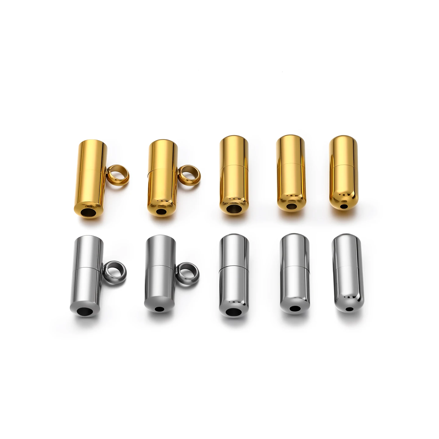 1Pcs Stainless Steel Capsule Shape End Clasps Lock Buckle Connectors for DIY Handmade Leather Bracelet Jewelry Making Accessorie
