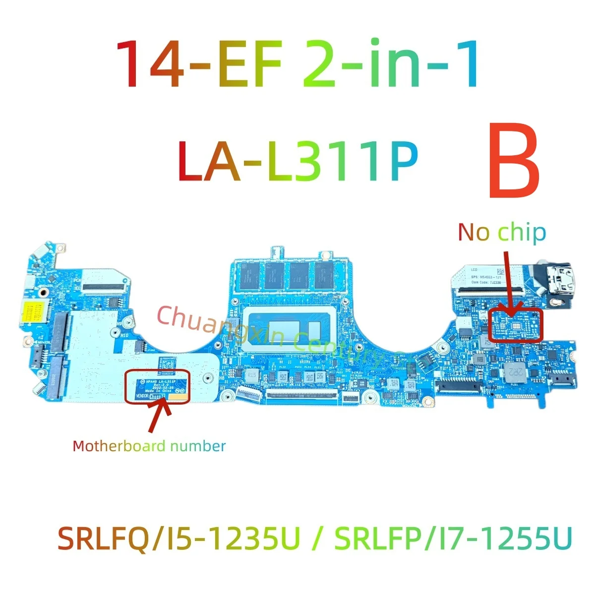 LA-L311P For HP Spectre x360 14-EF 2-IN-1 Motherboard Laptop with CPU I5-1235U I7-1225U RAM 8G/16G 100% Tested Fully Work