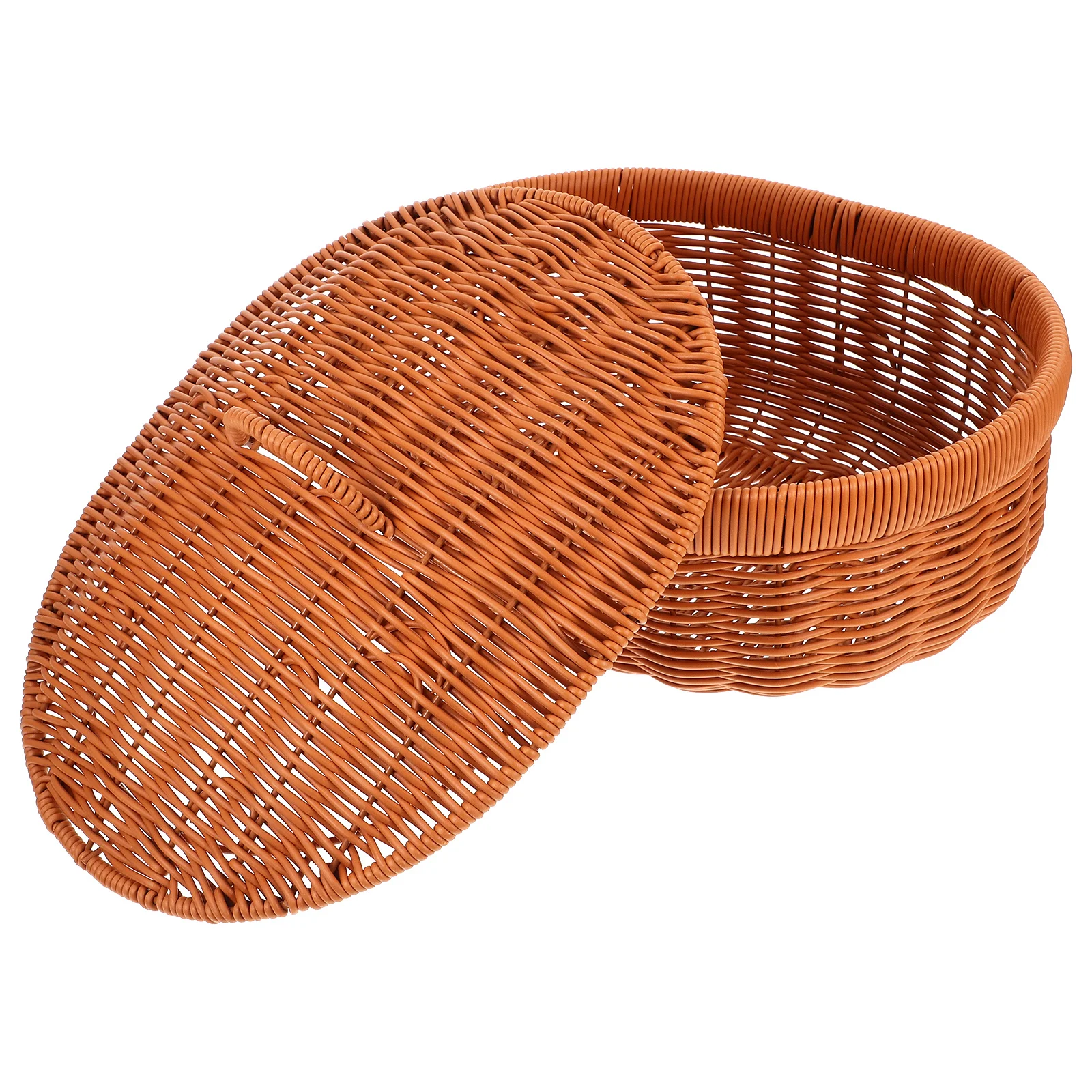 

1pcs Woven For Home Breathable Food Storage Basket With Lid Multi-Use Kitchen Plastic Storage Basket Household Bread Fruit