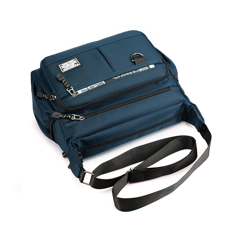 Wasserdichte Umhängetasche für Herren aus Nylon, mit mehreren Reißverschlusstaschen, großem Fassungsvermögen, als lässige Messenger-Tasche verwendbar, verstellbarer Riemen für den täglichen Gebrauch. – Detail 10