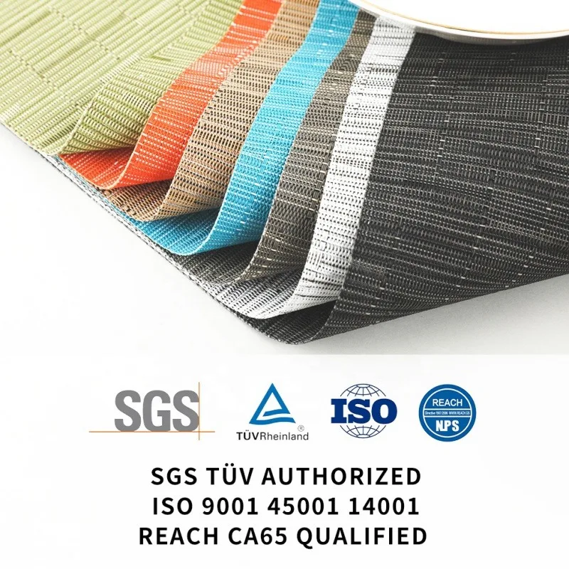 Hot Sale Woven PVC Place Mat Color Available Customized Bamboo Placemats Gray-white Eco-friendly  Dining Table Mat