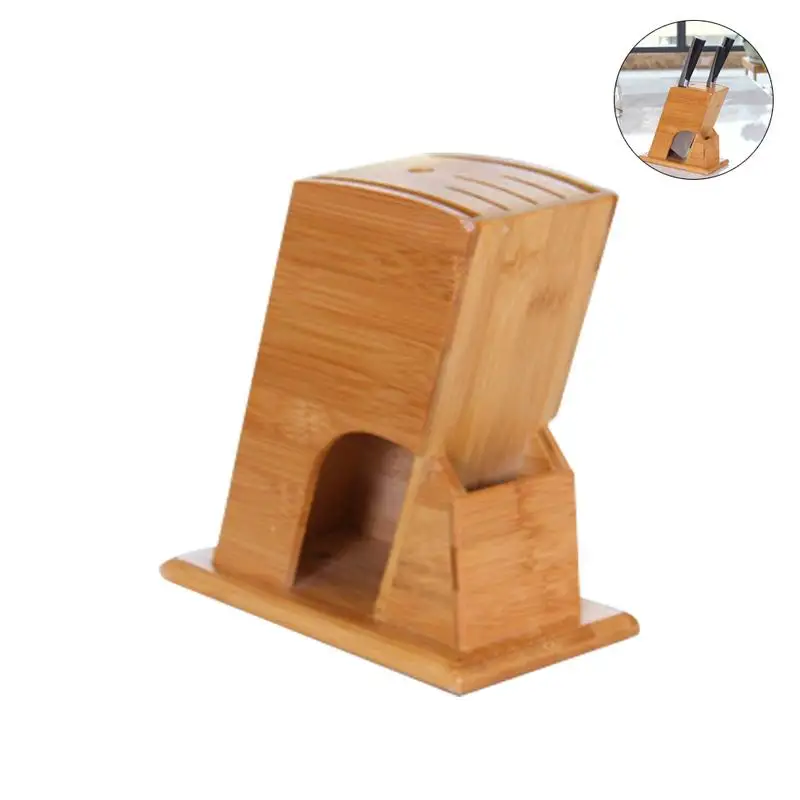 Wood Knives Storage Shelf Rack Storage Box Organizer Knife Holder Rest Bamboo Knife Block Stand Kitchen Accessories Tool