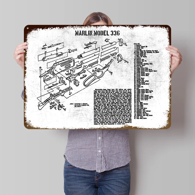 Marlin Model 336 Metal Poster Customized Wall Art Retro Vintage Metal Signs for Man Cave Decoration Home Decorations Desk Decor