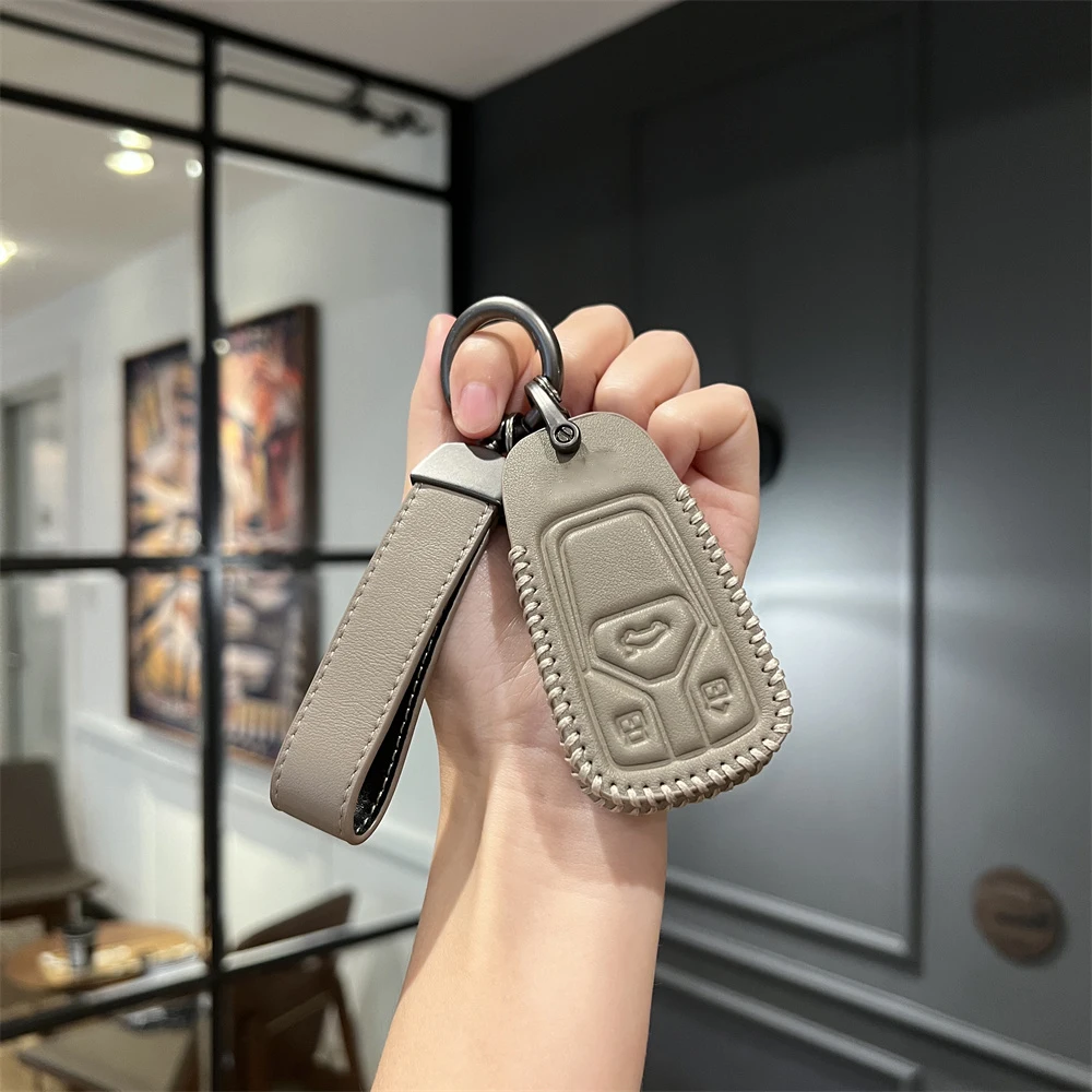

Leather Car Key Case Cover For Audi A4 B9 A5 A6 8S 8W Q5 Q7 4M S4 S5 S7 TT TTS TFSI RS Protector Shell Key Bag Fob Accessories