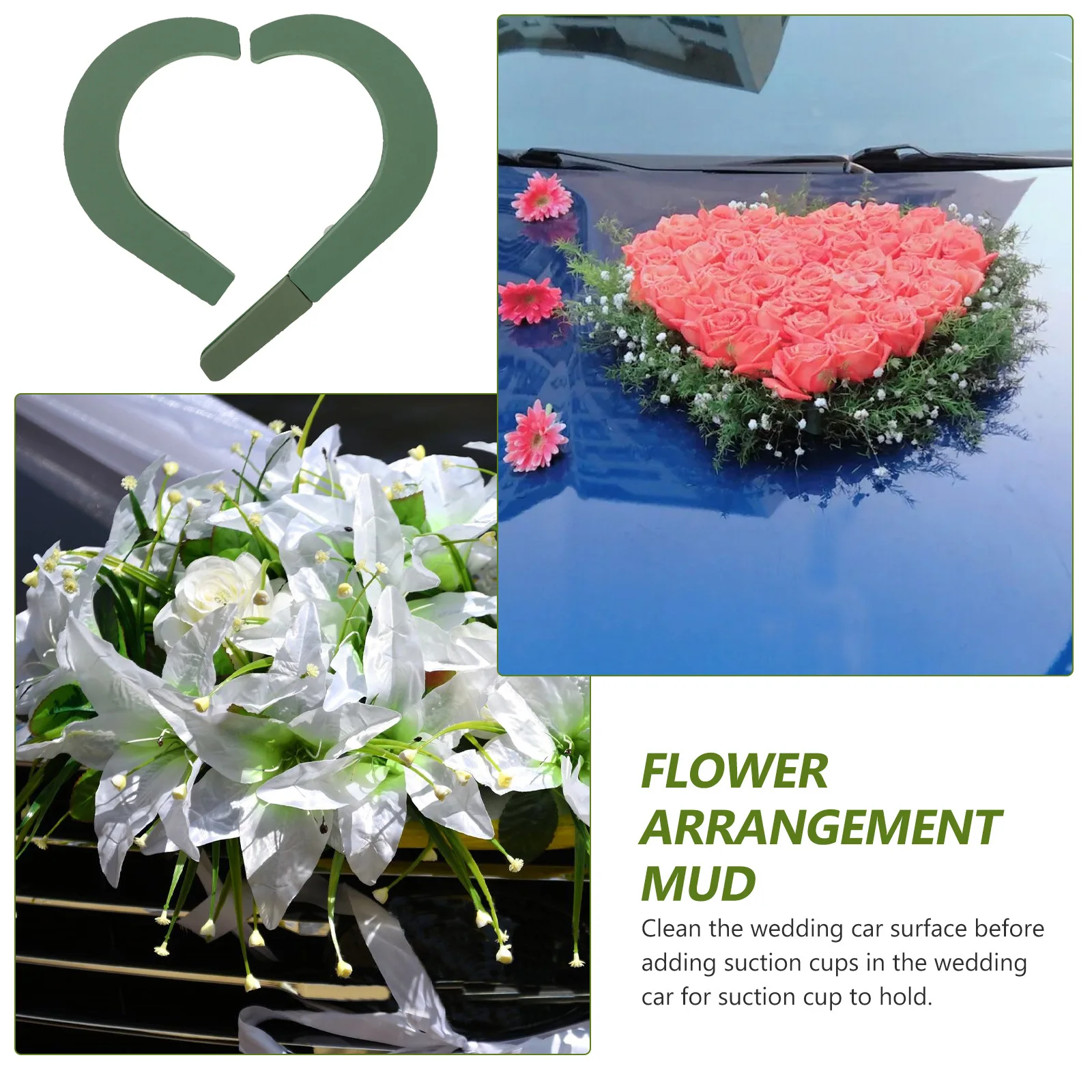 

Floral Mud Heart Shape Wedding Car Decor DIY Flower Mud Blocks Floral Foam Practical Safe Flower Arrangement Supplies