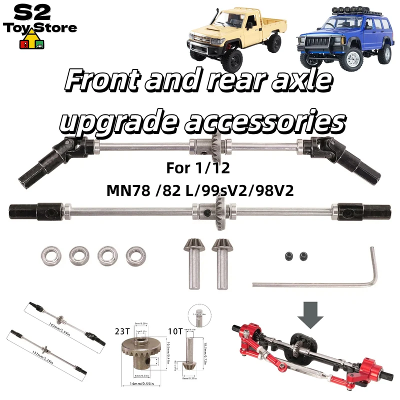 

MangNiu Heavy Duty Metal Front Rear Axle Upgrade Parts For 1/12 MN78 MN82 LC79 MN99s V2 98 V2 RC Crawler Truck Accessories