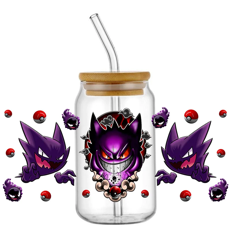 Funko Bestseller Niedliche Pokemon Beliebte 16oz UV DTF 3D Transfer Cartoon Aufkleber Folienaufkleber für Glas Dosen Becher Basteln DIY Kreativ