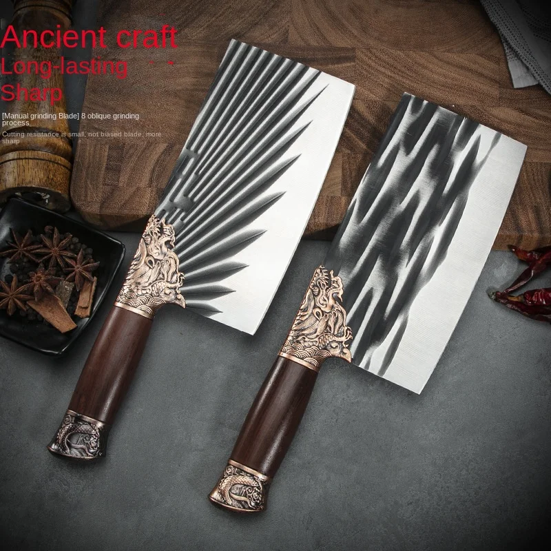 

Household Longquan Kitchen Knife, Handmade Forging Knife, Dragon Head Cutting Knife, Thickened Bone Cutting Damascus Knife