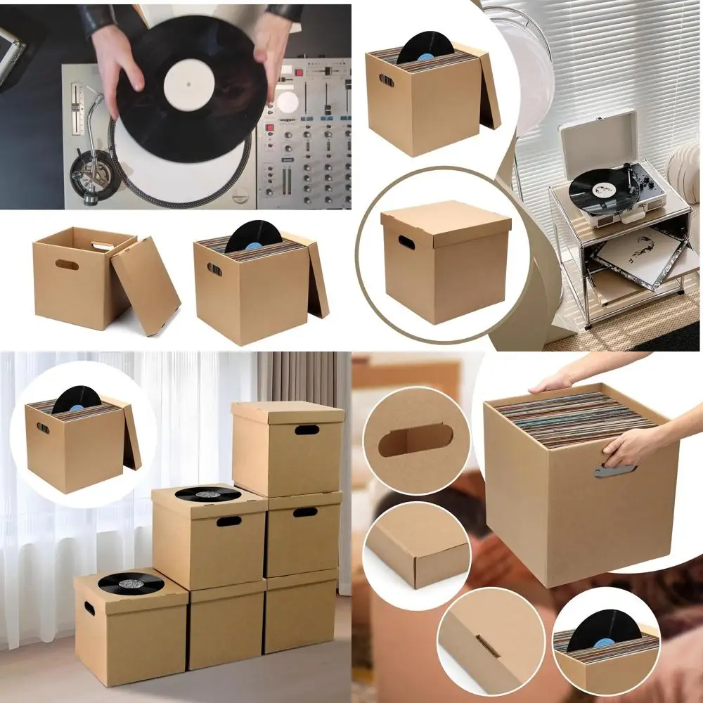 

Набор из 5 коробок для хранения виниловых пластинок с двойными стенками, ручками и крышками для защиты альбомов