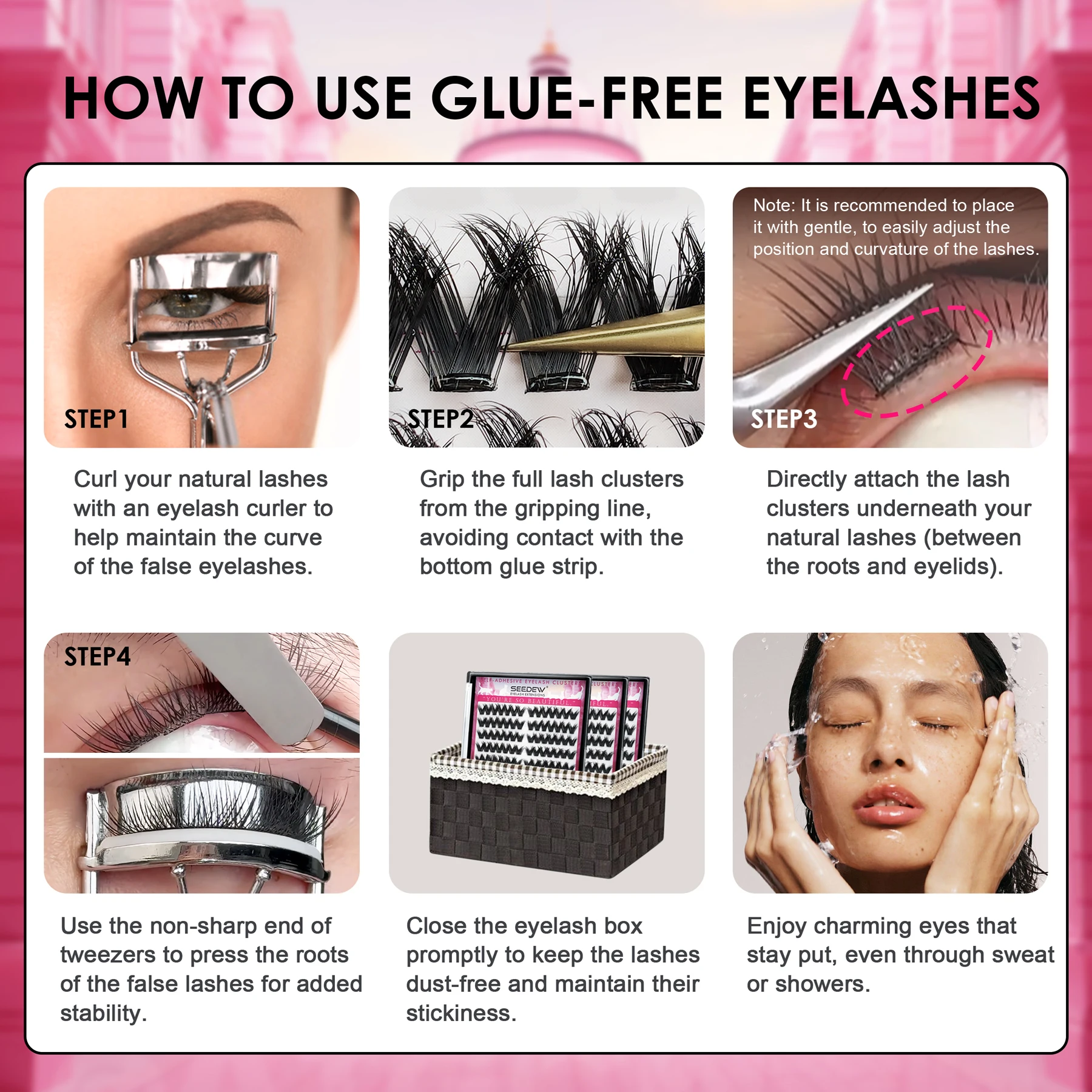 SEEDEW 3D en forme de V épais faux cils bricolage Extension de cils pas de colle besoin de cils vaporeux