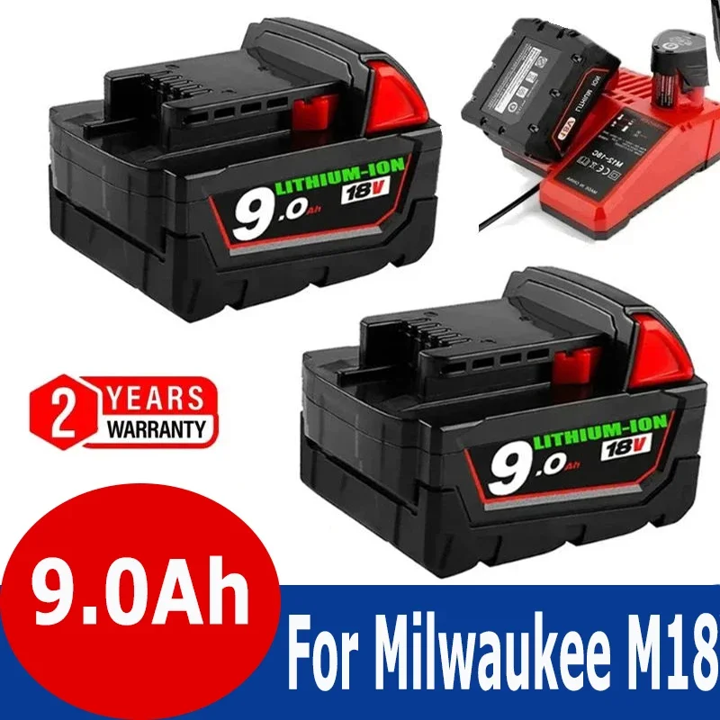 

18V 9000m Li-Ion Replacement Battery for Milwaukee XC 48-11-1815 M18B2 M18B4 M18B5 M18B M18B9 M18BX L50 48-11-1860