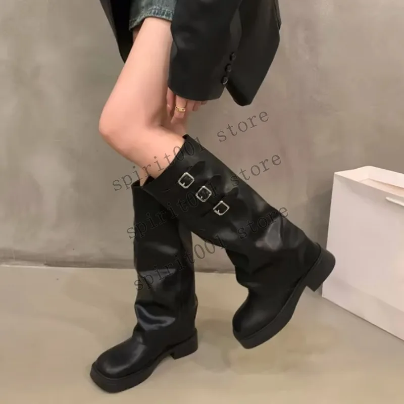 women-brown-retro-pile-mid-length-boots-fashionable-ladies-knight-shoes-western-cowboy-bootes-masquerade-party-cosplay-boot