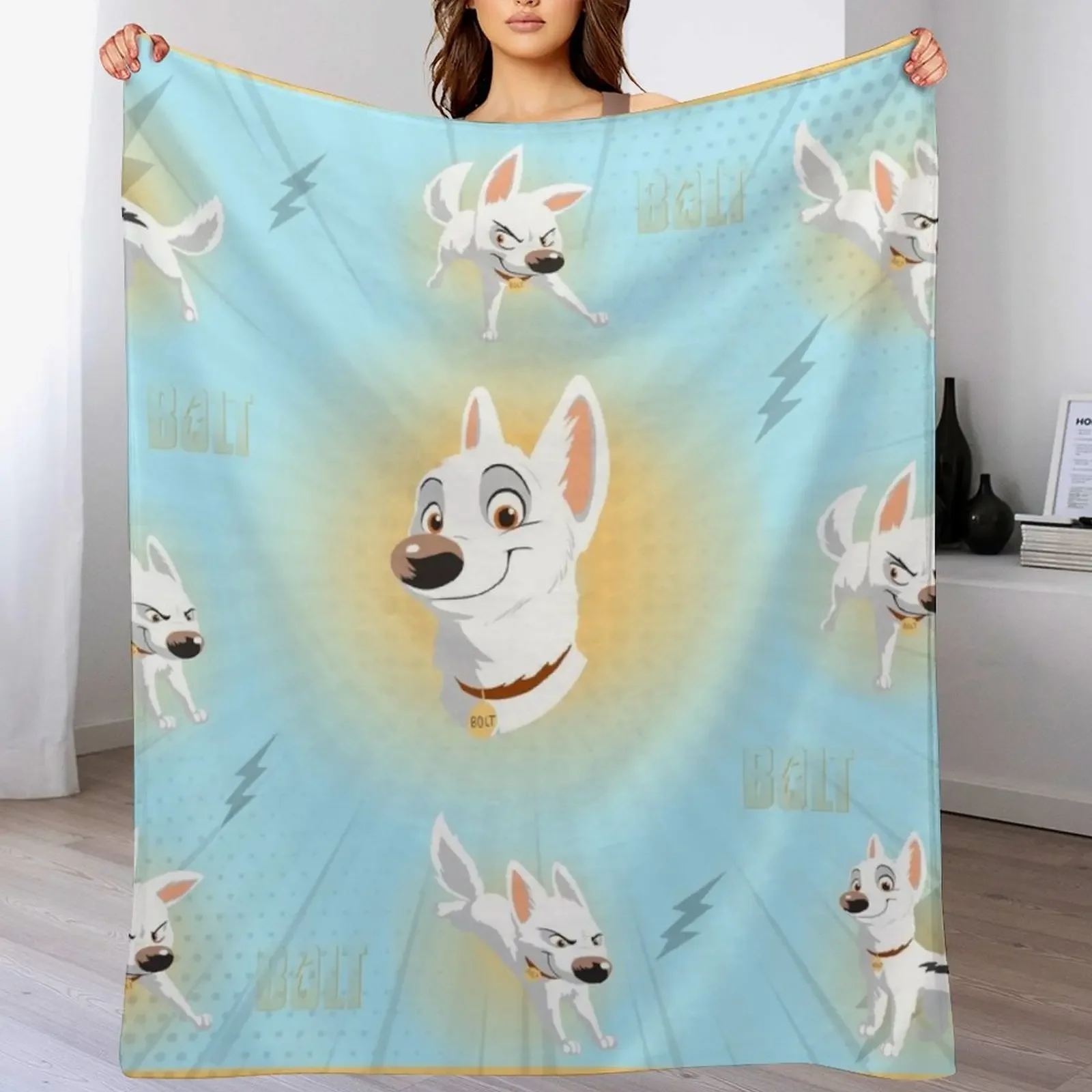 

White bolt dog Throw Blanket All Weather Soft Throw Blanket for Sofa