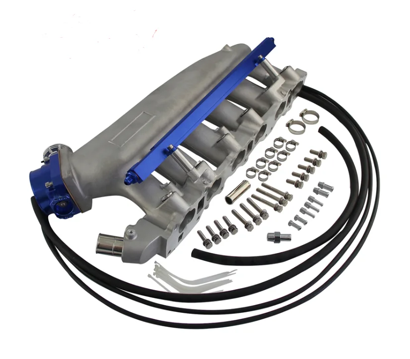 Intake Manifold +Fuel Rail &90-80mm Q45 Throttle Body Fits For R32 R33 R34 RB25DET GTS-T