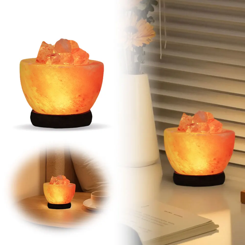 Home Bedroom Decoration Himalayan Salt Lamp LED Night Light with Base LED Atmosphere Lamp Classic Table Light