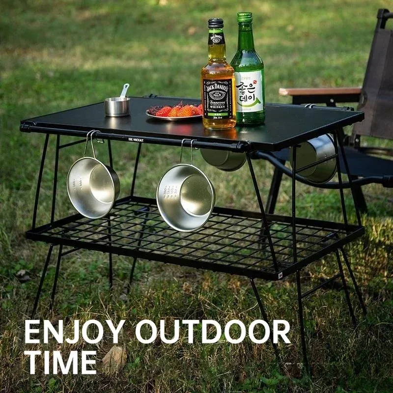 Camping Foldable Barbecue Table, Barbecue Grid Iron IGT Table, Lightweight Portable Outdoor Multi-functional Picnic Table