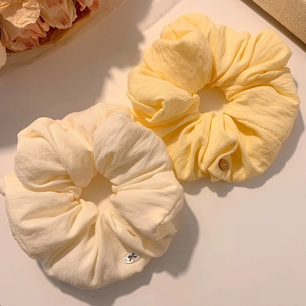 Conjunto de diadema de tela de gran tamaño, 1/2 Uds., nicho bonito y fresco, esquema de Color amarillo y blanco y diseño plisado para un estilo callejero diario