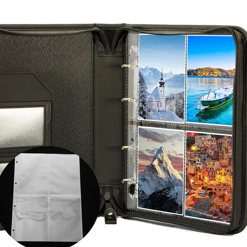 

20 Sheets A4 Photo Album Pages Loose Leaf Clear Transparent PP Binder Pockets for Postcards Coupons Storage Organizer File