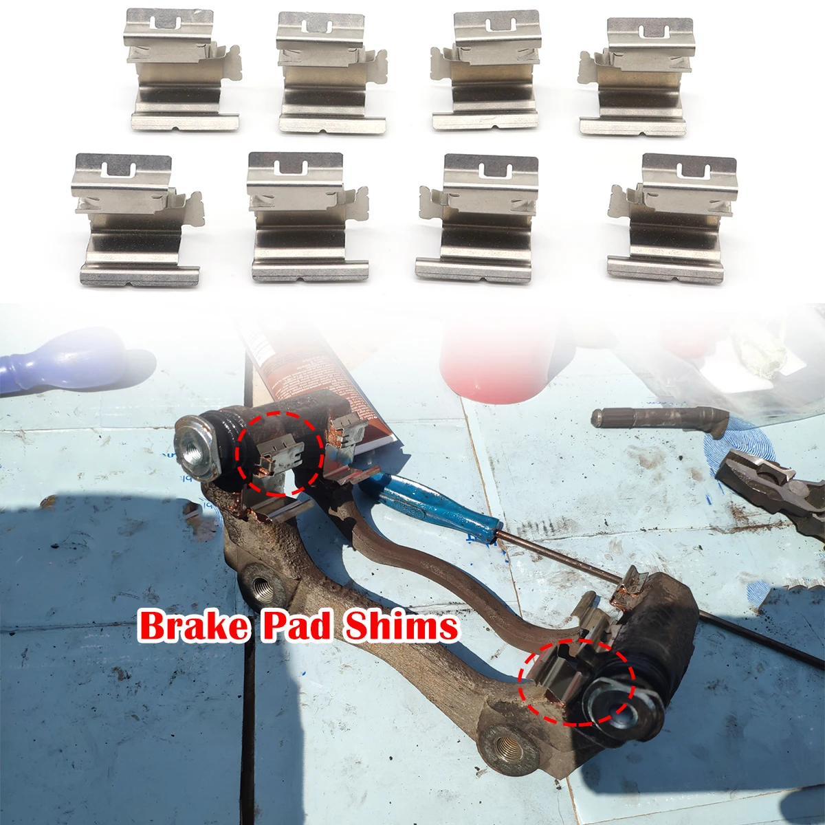 

8Pc For LANCIA YPSILON MUSA DELTA Hyundai S COUPE Car Brake Pad Fitting Shoe Hardware Shims Anti-loose Repair Kit Accessories