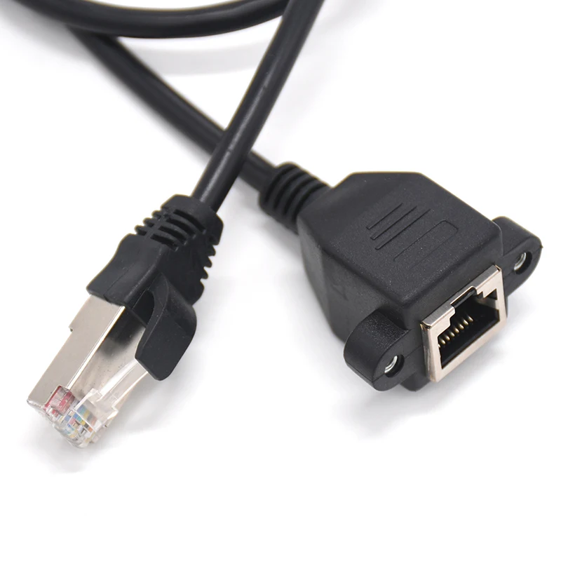 Factory Prices Copper Extension Network Cable with RJ45 Male Female Connectors Cat 5 Cat 6 Port Panel Line Ear Screw Holes