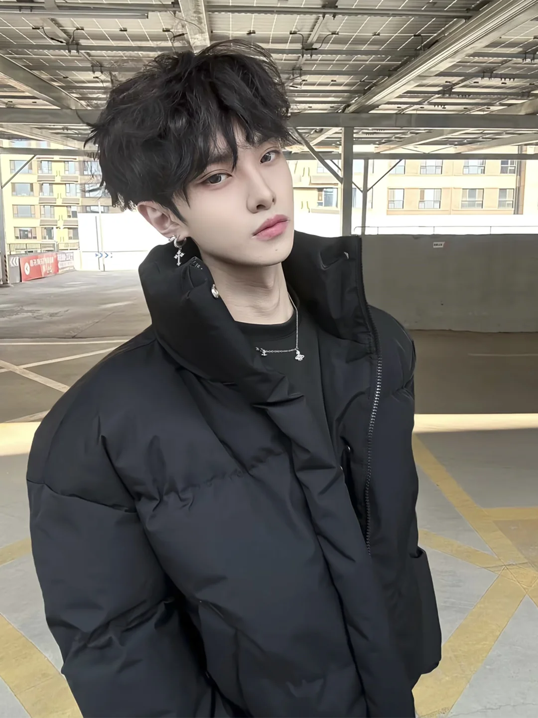 

American Style Thickened Short PU Leather Cotton Jacket Men's Winter Warm Stand Collar Coat Cleanfit High End Feeling Cotton ...