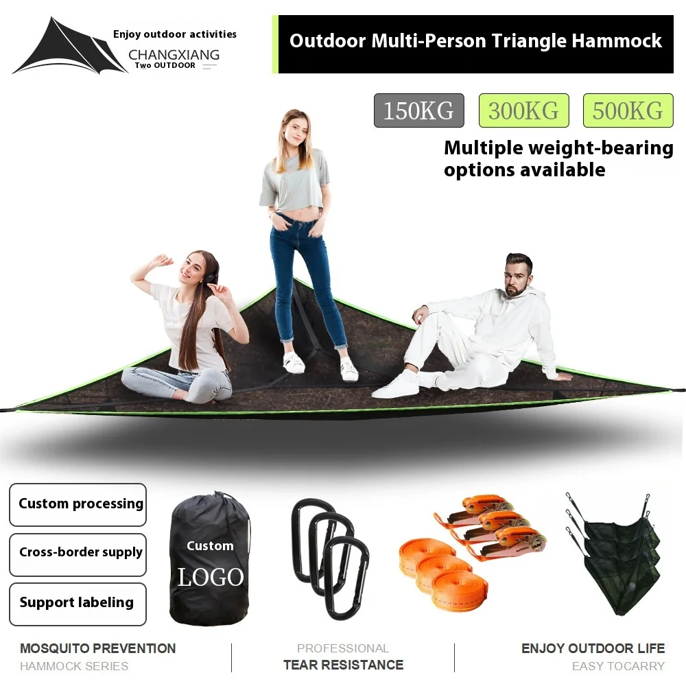 

Triangle Hammock Anti-Flip 500kg Capacity Double Camping Mesh For Outdoor Garden & Travel Size 2-3 Adults Triangular Hammock