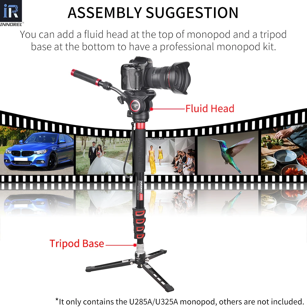 Monopé de câmera INNOREL U285A/U325A, liga de alumínio, 5 seções com trava rápida para filmadora de vídeo DSLR, suporte de fotografia DV