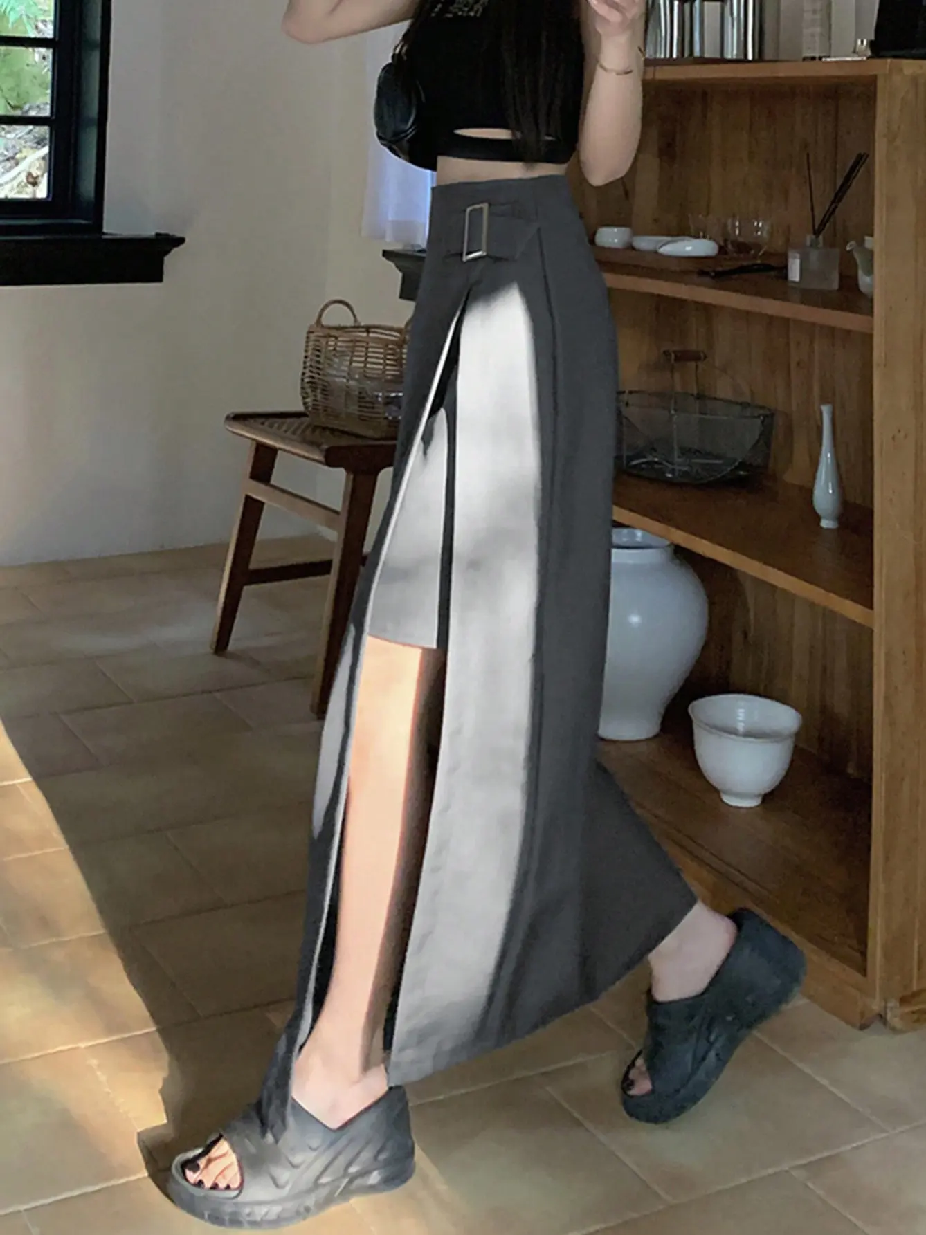 

Korean Sle Asymmetric Design High Waist Midi Skirt Women's New 2025 Faion Pear Body ape Berkeley Skirt Summer