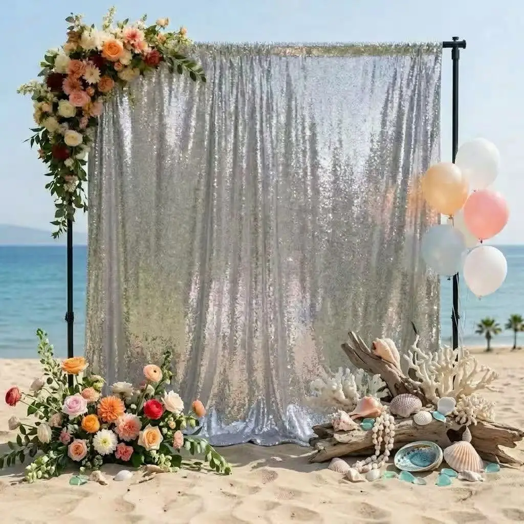 

Gold Sequin Photo Backdrop Curtain Panels Stage ForShimmer Birthday Wedding Photograph Baby Shower Decoration Backdrop Fabric