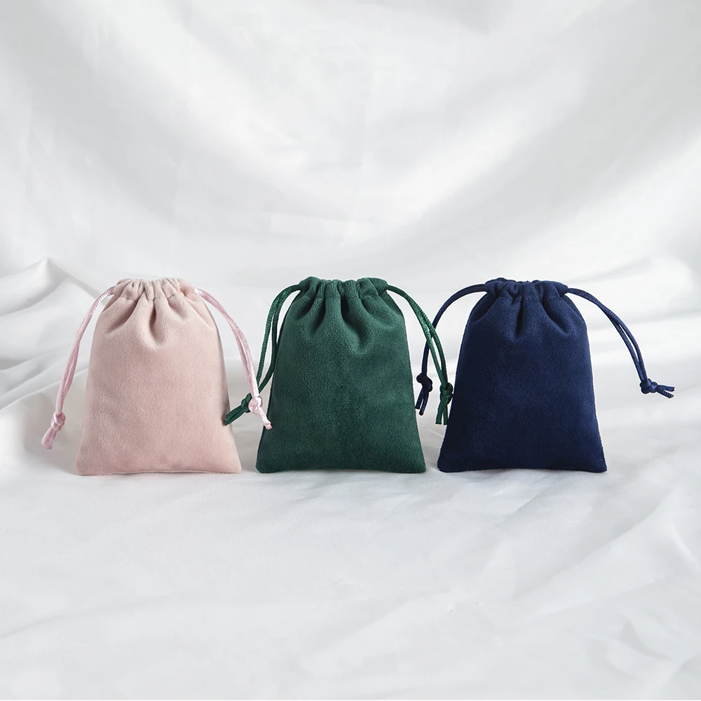 5pcs Soft Velvet Jewelry Drawstring Bag Ring Earring Bracelet Pendnat Packaging Gift Present Wedding Party Portable Storage Sack