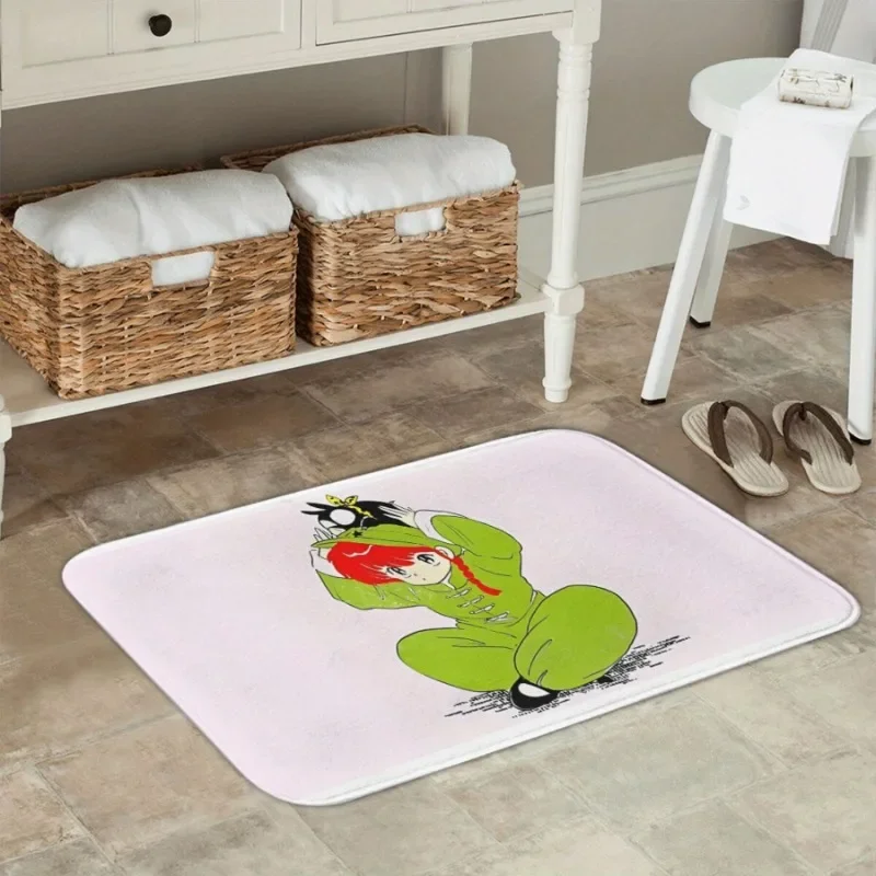 Ranma 1/2 Inspired Flannel Non-Slip Doormat - Machine Washable, Entrance Rug for Home Decor, Ideal for Bedroom & Bathroom