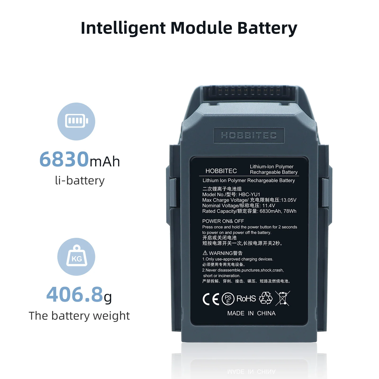 

6830mAh High Capacity Intelligent Flight Battery Designed For Mavic Pro Drone Fly 10 Minutes Longer than Original Battery