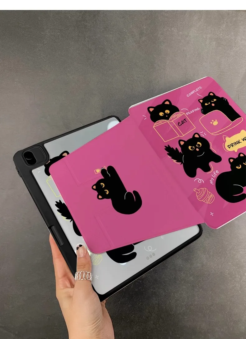 Cartoon Cat Tablet Case For Ipad 9.7 Air5 4 10.9 10.2 pro11 Shockproof Tablet Cover With Pen Slot