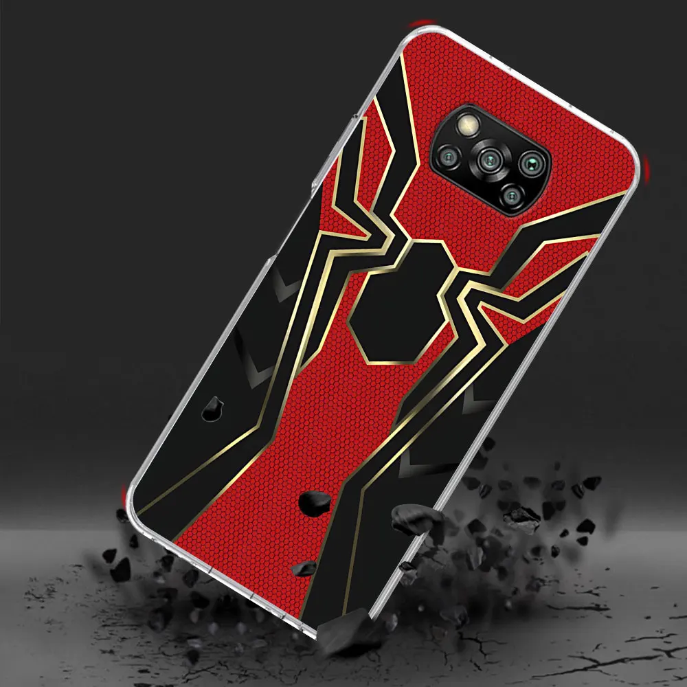 Marvel Spiderman Avengers Case for Xiaomi Poco M3 M5 X4 F4 F5 M4 M5s X3 NFC X5 X6 F1 F2 Pro F3 GT TPU Transparent Phone Cover