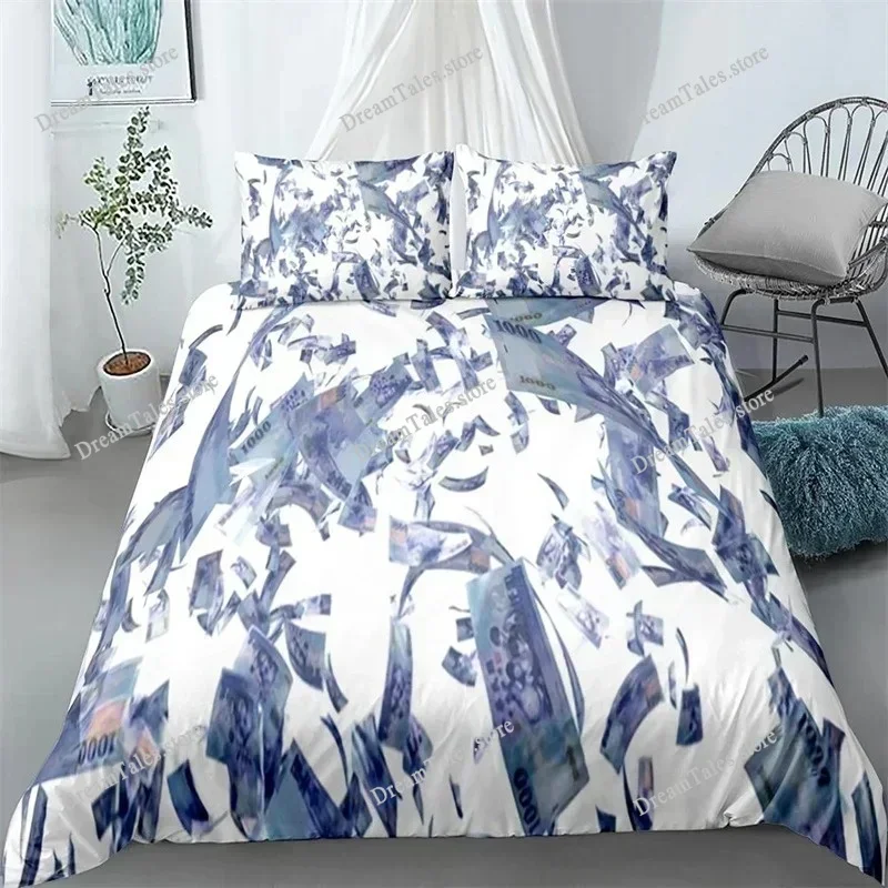 

Money Queen Duvet Cover Dollar Bills Bedding Set for Boys Girls Teens Decor Microfiber The Ben Franklin Portrait Comforter Cover