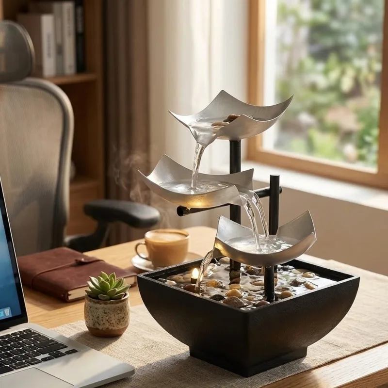 Tabletop Water Fountain Ornament Indoor Home Decor Flowing Desk Sculpture For Office Feng Shui Gift For Women Cozy Ambiance